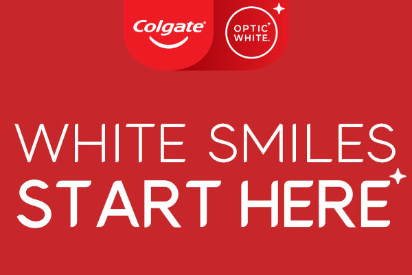 Colgate Optic White. White smiles start here.