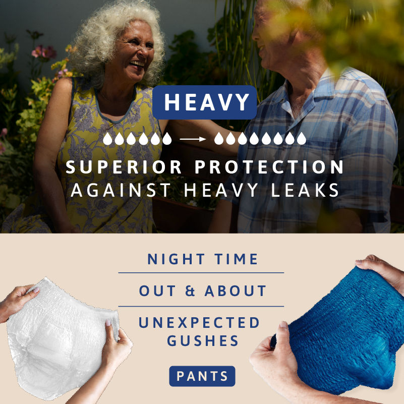 Tena - Heavy - Superior protection against heavy leaks - Nighttime - Out and about - unexpected gushes - Pants.