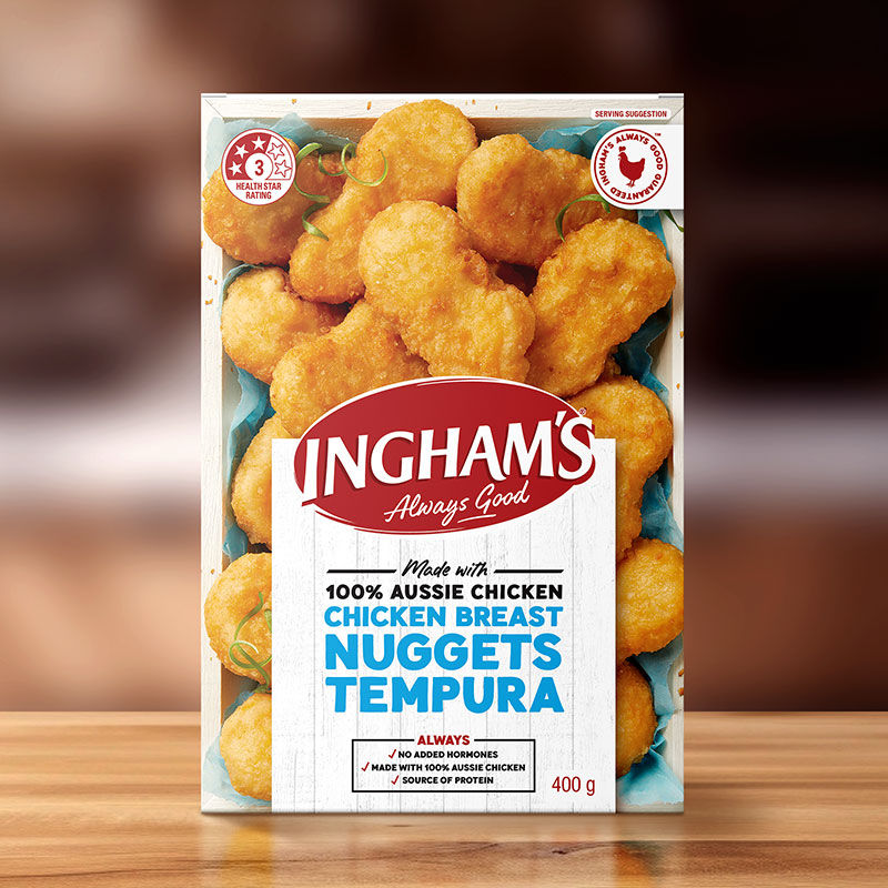 Box of chicken breast nuggets tempura