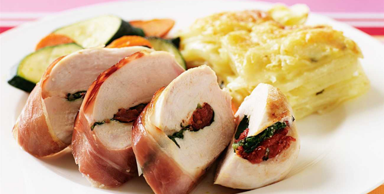ProsciuttoWrapped Chicken with Scalloped Potato Recipe Woolworths
