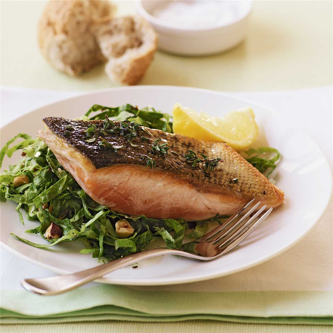 Crispy Skin Salmon with Cos Salad Recipe | Woolworths