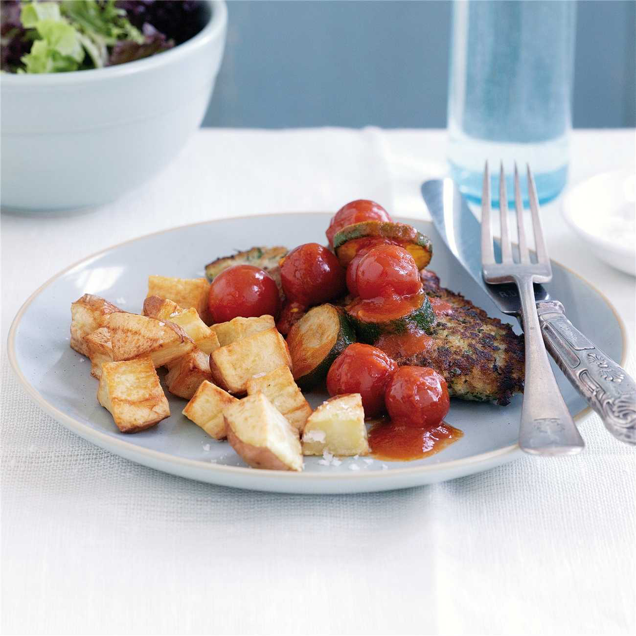 Veal Schnitzel with Zucchini & Potatoes Recipe Woolworths