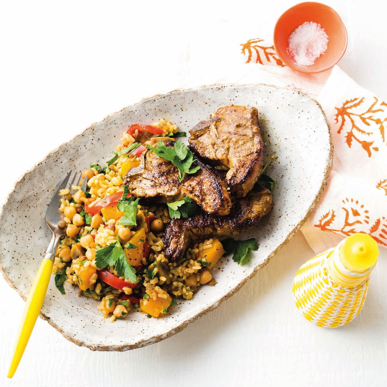 Barbecue Chops With Vegetable Pilaf Recipe Woolworths
