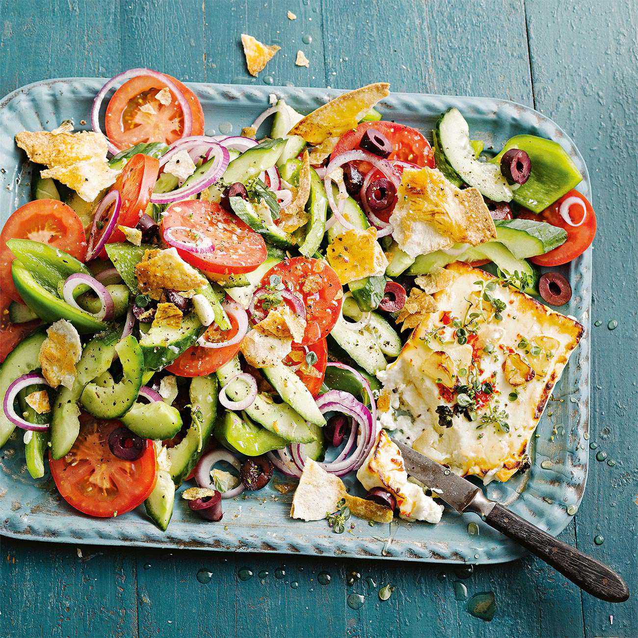 Greek Salad With Baked Feta & Pita Crisps Recipe | Woolworths