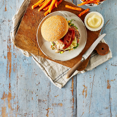 Beef Burger With Sweet Potato Chips Recipe | Woolworths