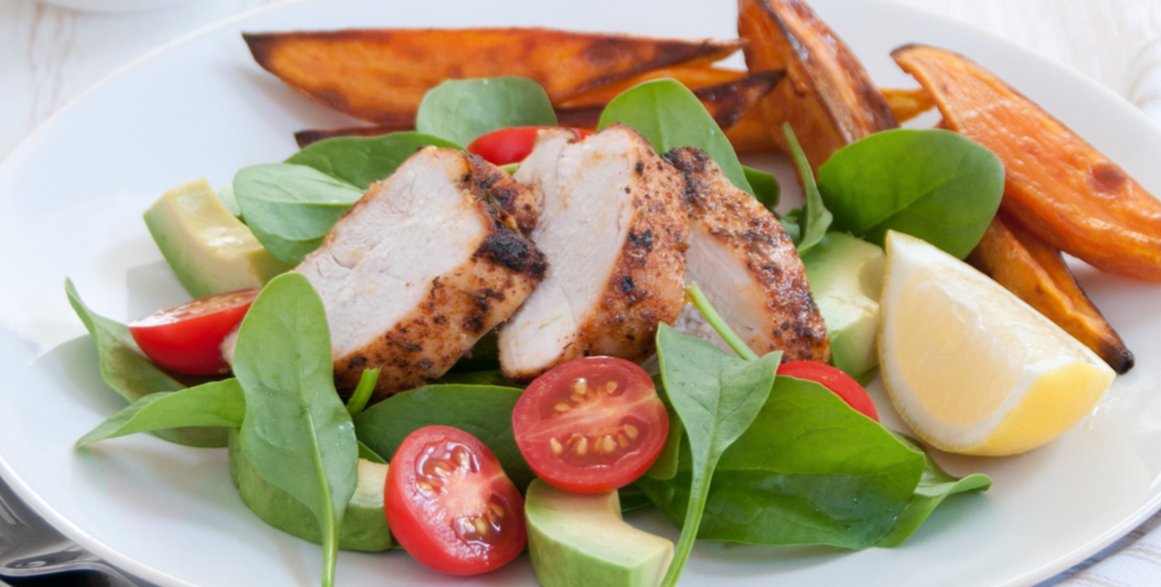 Cajun Chicken With Sweet Potato Wedges And Avocado Salad Recipe Woolworths