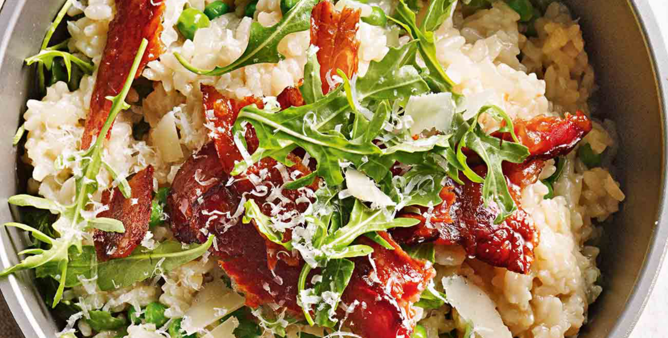 Oven Risotto With Crisp Bacon & Rocket Recipe Woolworths