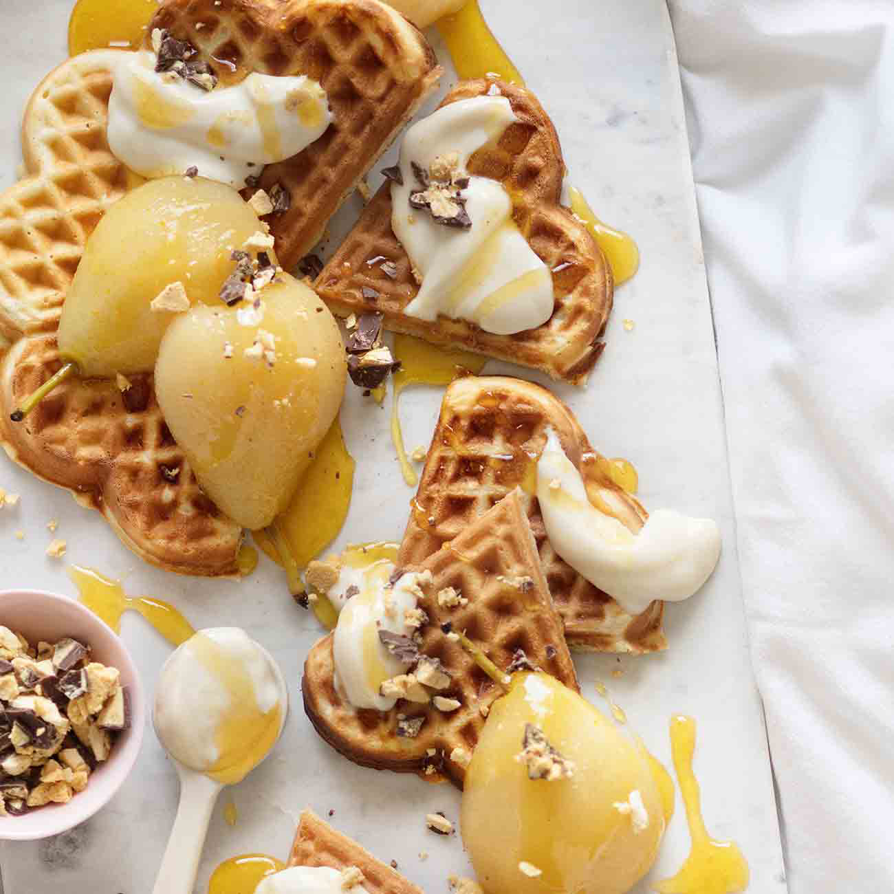 Waffles with Poached Pear & Yoghurt Recipe Woolworths