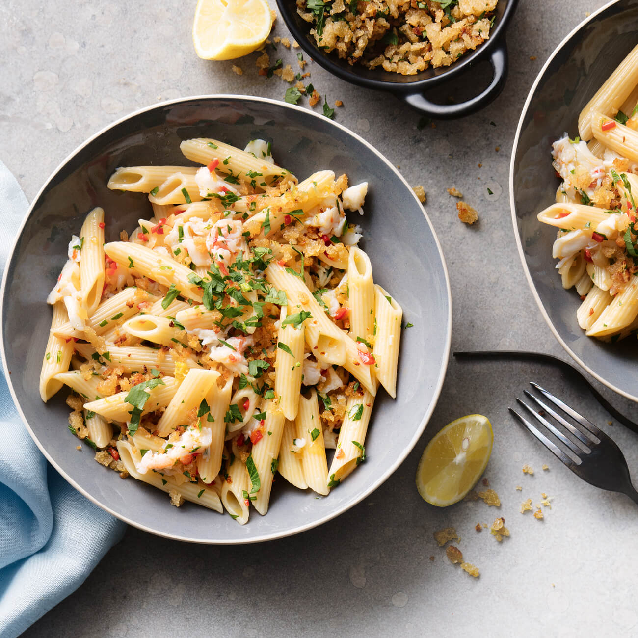 Penne With Chilli Crab & Pangrattato Recipe Woolworths