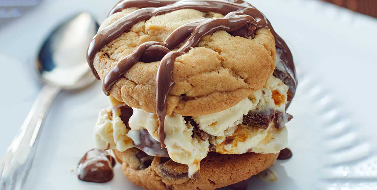 Crunchie Ice Cream Choc Chip Cookie Sandwich Recipe | Woolworths