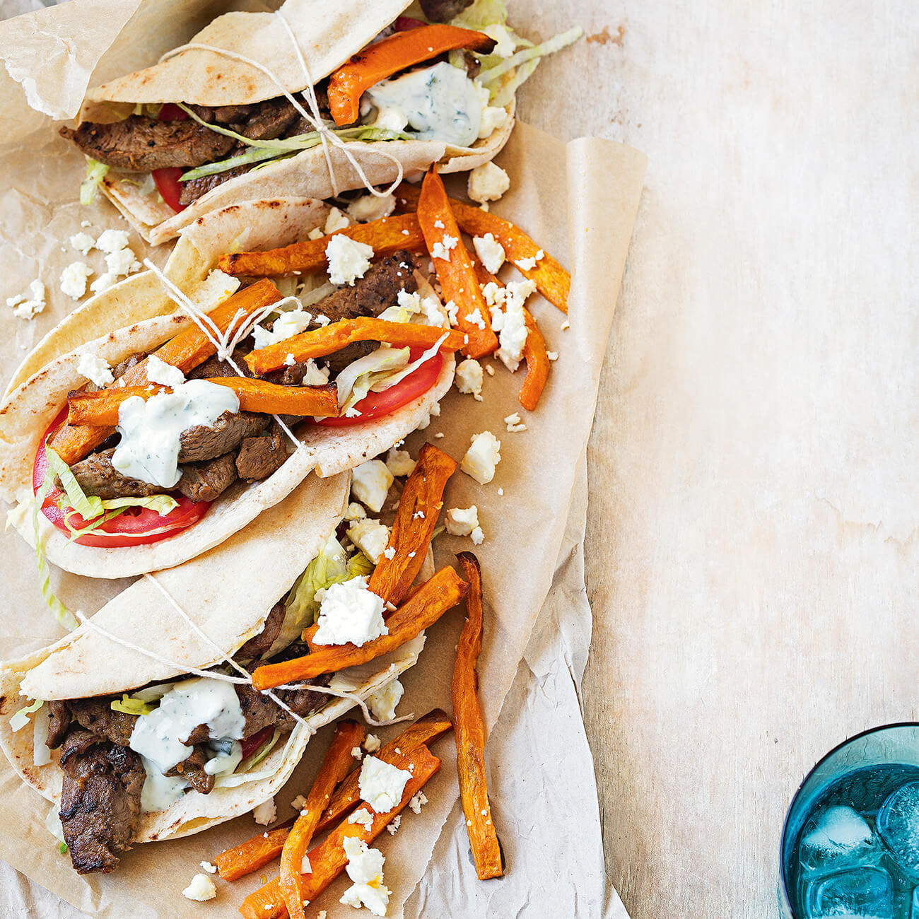 Greek Lemony Lamb Pitas with Sweet Potato Chips Recipe Woolworths
