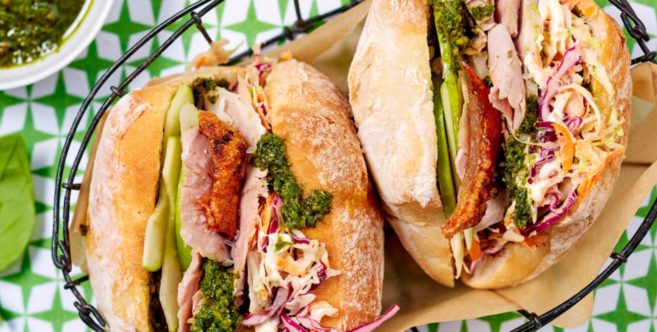 Leftover Roast Pork Pesto And Slaw Ciabatta Recipe Woolworths