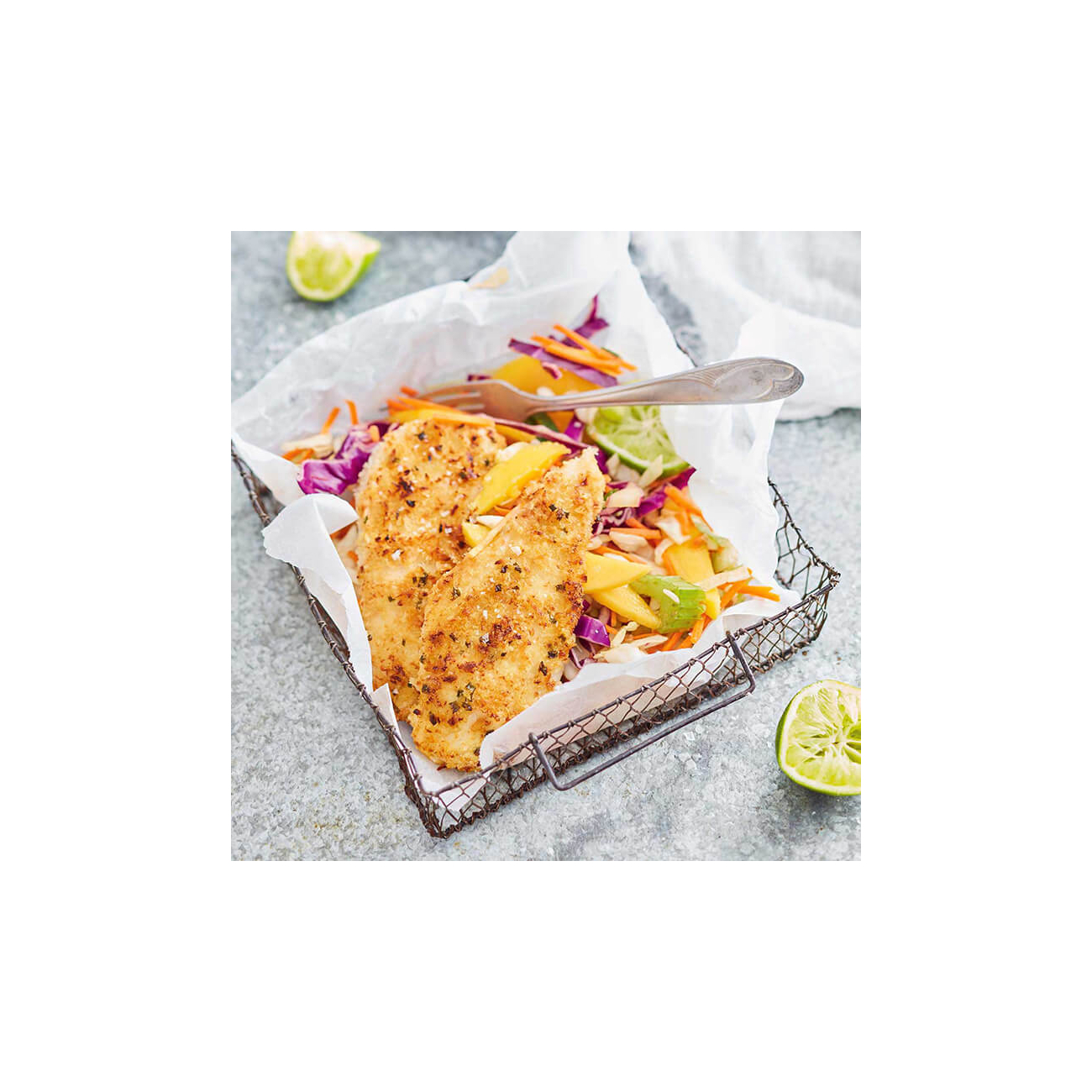 Cheat's Chicken Schnitzel With Mango Slaw Recipe Woolworths