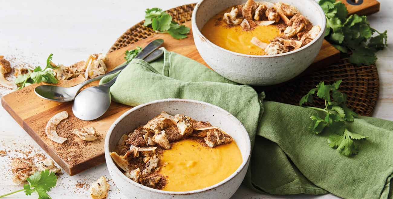 Spiced Pumpkin Soup With Flaxseed Crumb Recipe | Woolworths