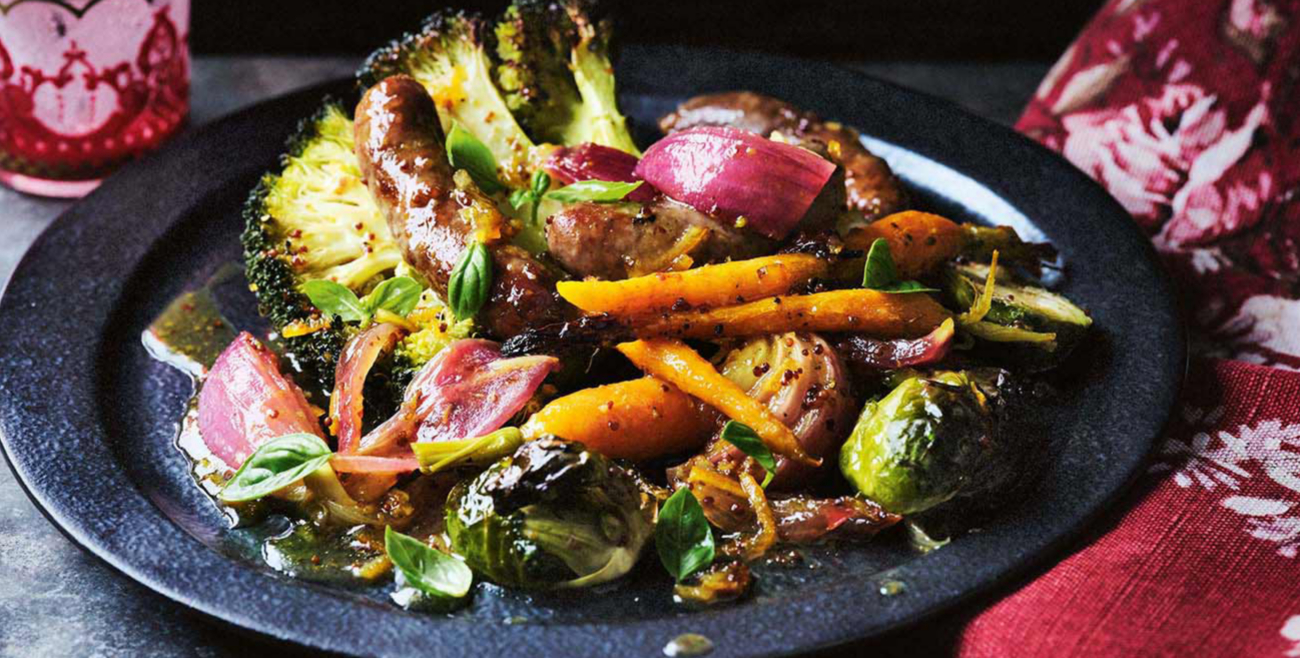 MarmaladeGlazed Veggies & Chipotle Sausages Recipe Woolworths