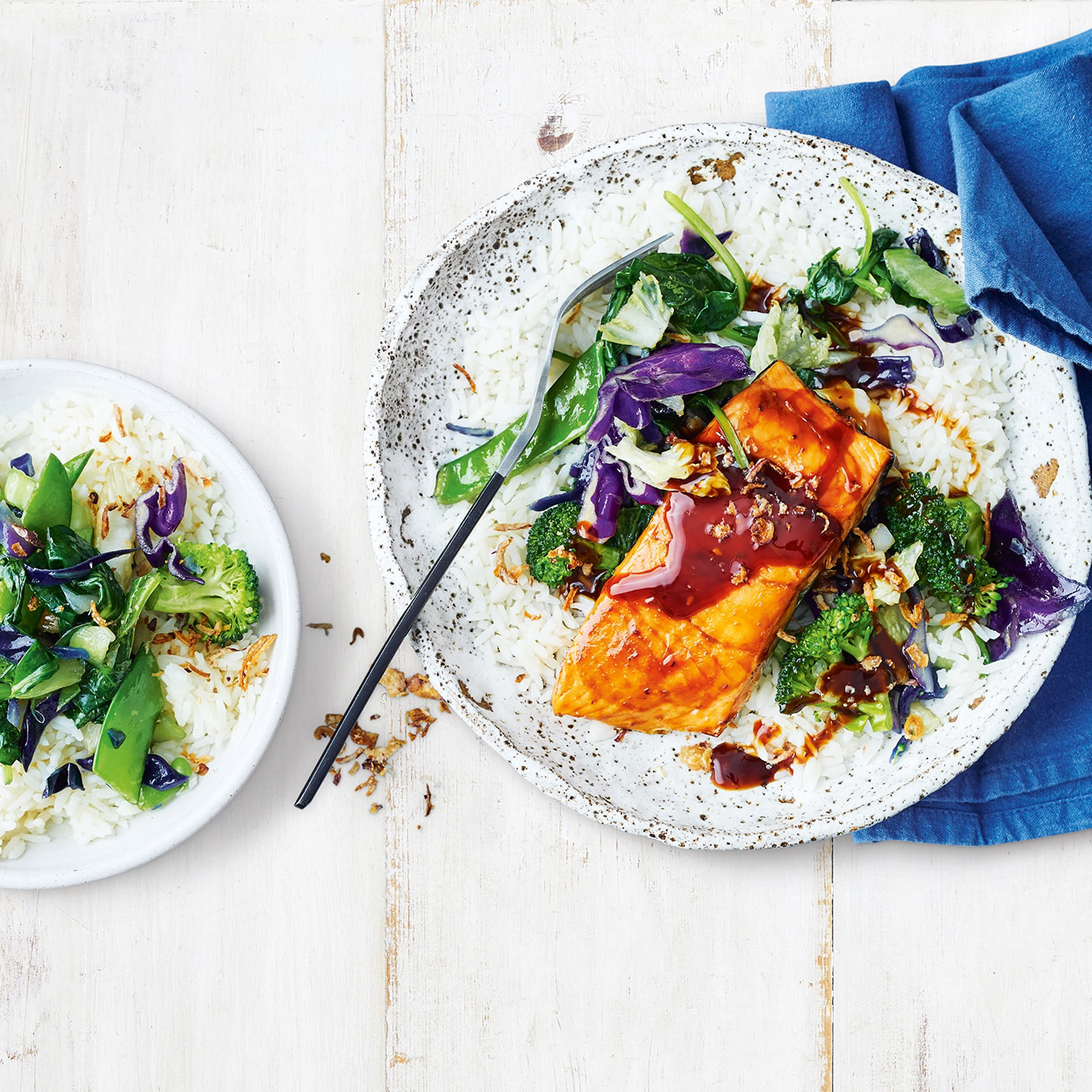 Quick Baked Salmon With Asian Greens On Rice Recipe Woolworths
