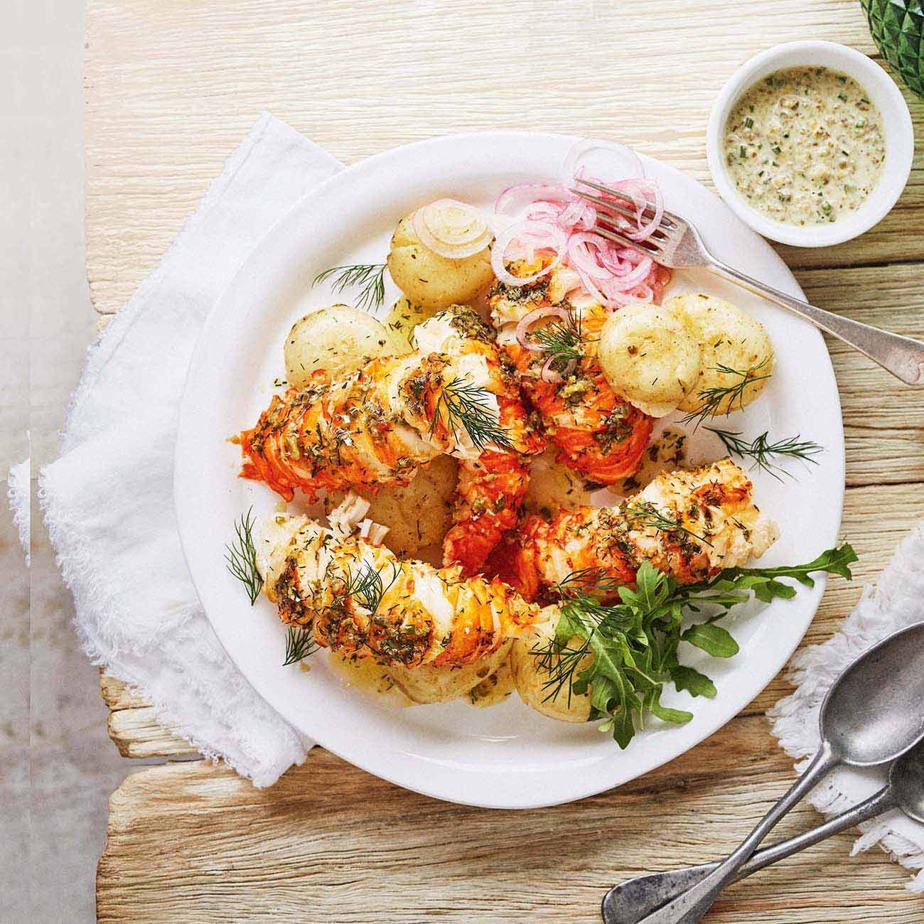 Hasselback Lobster With Tartare Dressing Recipe Woolworths