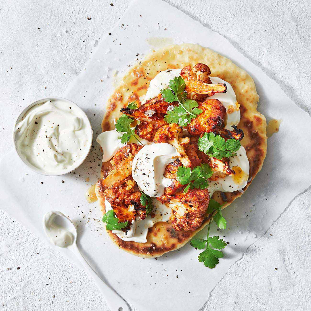 Curried Cauliflower With Yoghurt Naan Recipe | Woolworths