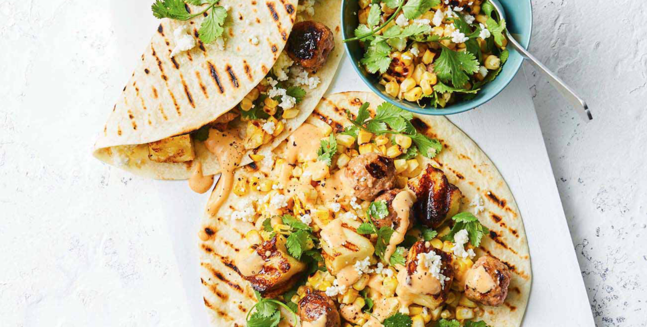 Speedy Haloumi, Meatball & Corn Salsa Wraps Recipe | Woolworths