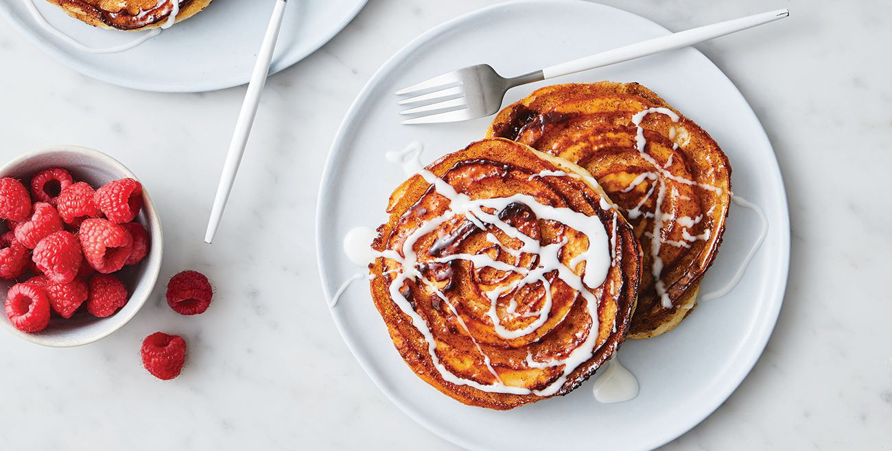 Cinnamon Bun Pancakes With Vanilla Drizzle Recipe Woolworths