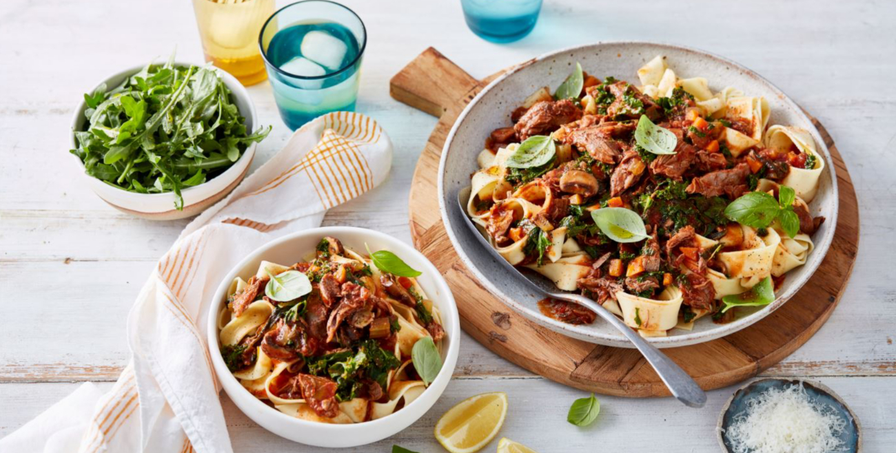 Slow Cooked Lamb Mushroom Ragu With Pappardelle Recipe Woolworths