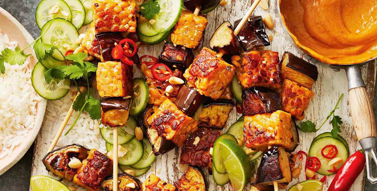 Tempeh & Eggplant Skewers with Peanut Sauce Recipe Woolworths
