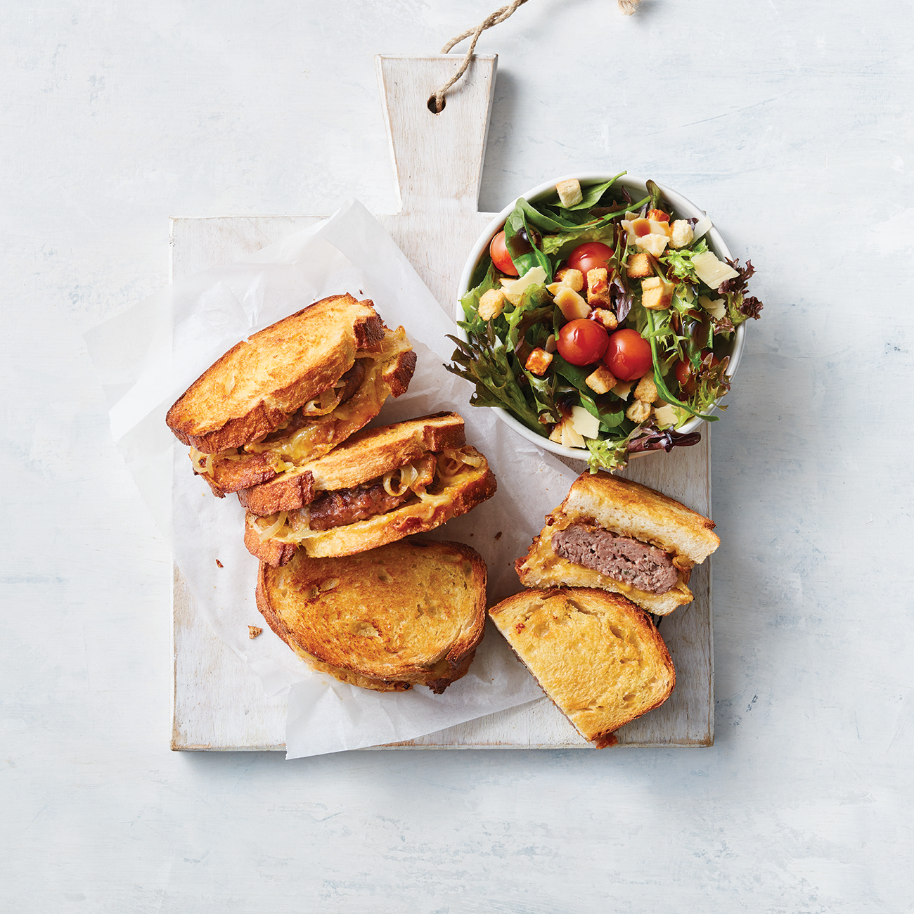 Cheesy Beef Burger Toasted Sandwiches Recipe Woolworths