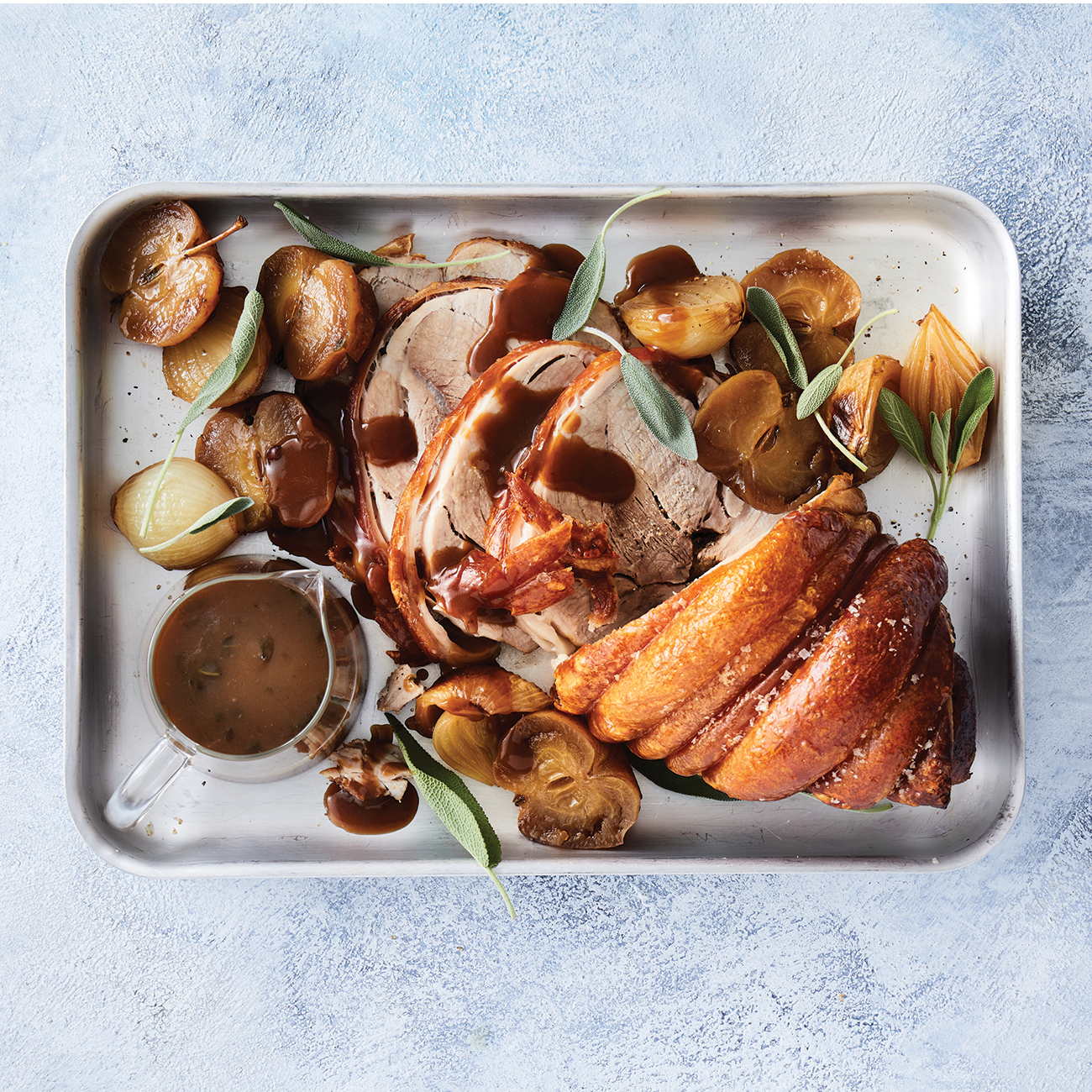 Roast pork shoulder With roasted apples and maple gravy Recipe Woolworths