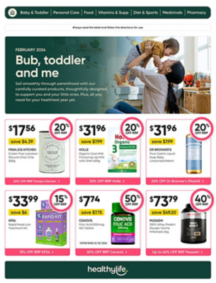 Healthylife catalogue: Bub, toddler and me catalogue front page