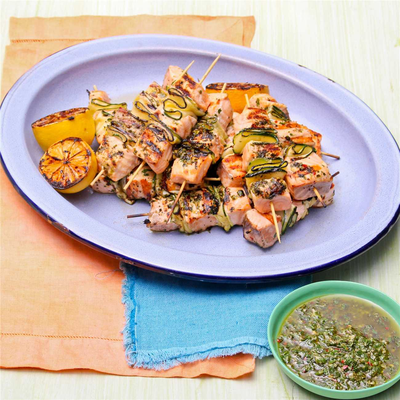 BBQ Salmon Skewer with Chimichurri Recipe Woolworths