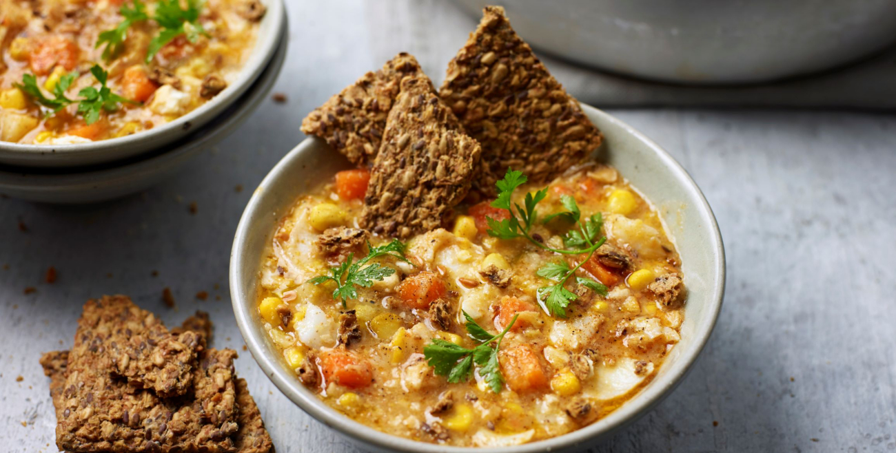 Jamie's Smoked Fish Chowder with Leeks & Sweetcorn Recipe Woolworths